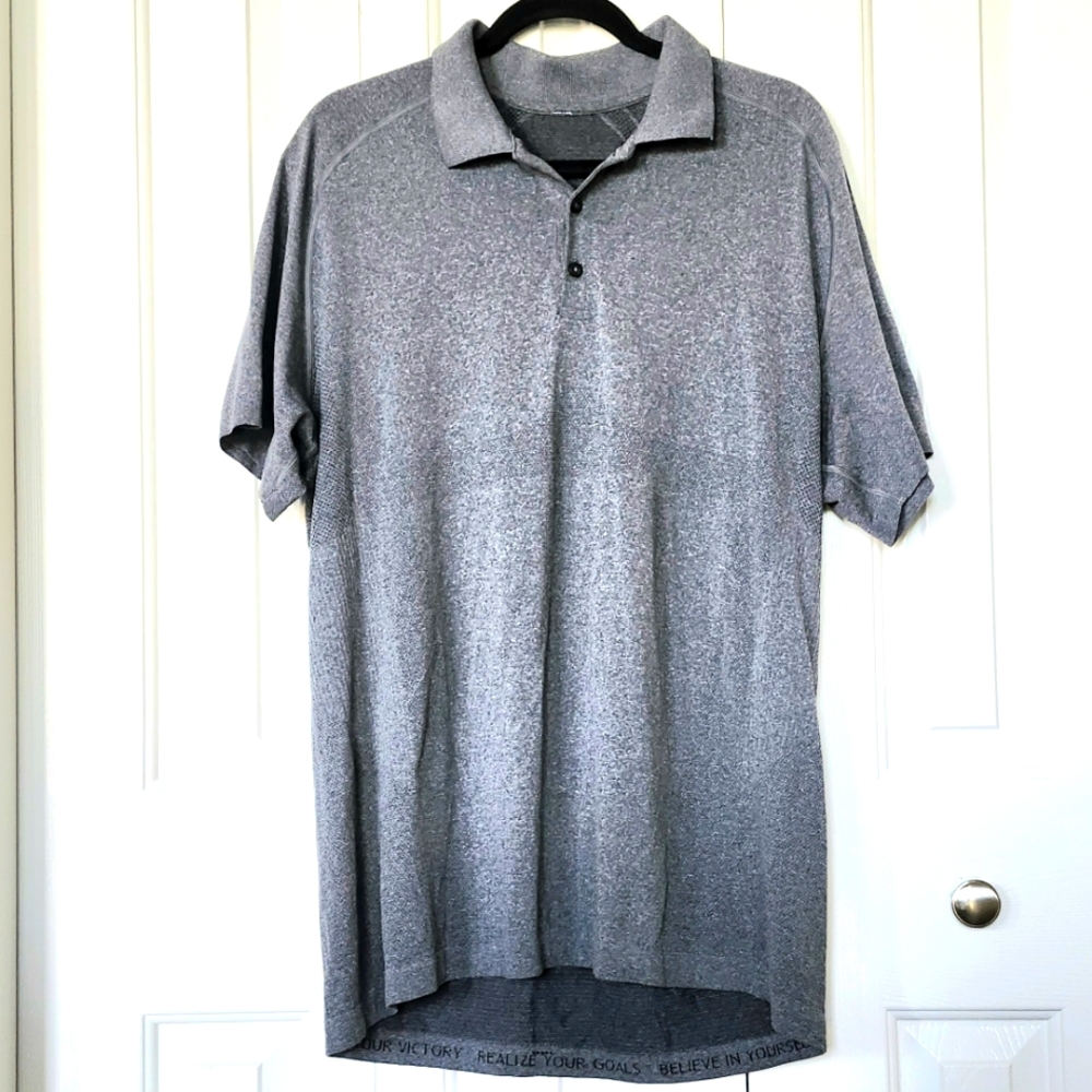 Lululemon Men's Metal Vent Tech Polo Shirt Seamless Grey, Size XL